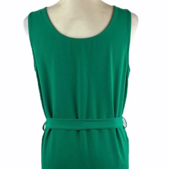 C. Luce Green Crochet Lace Panel Belted Dress - Picture 6 of 8
